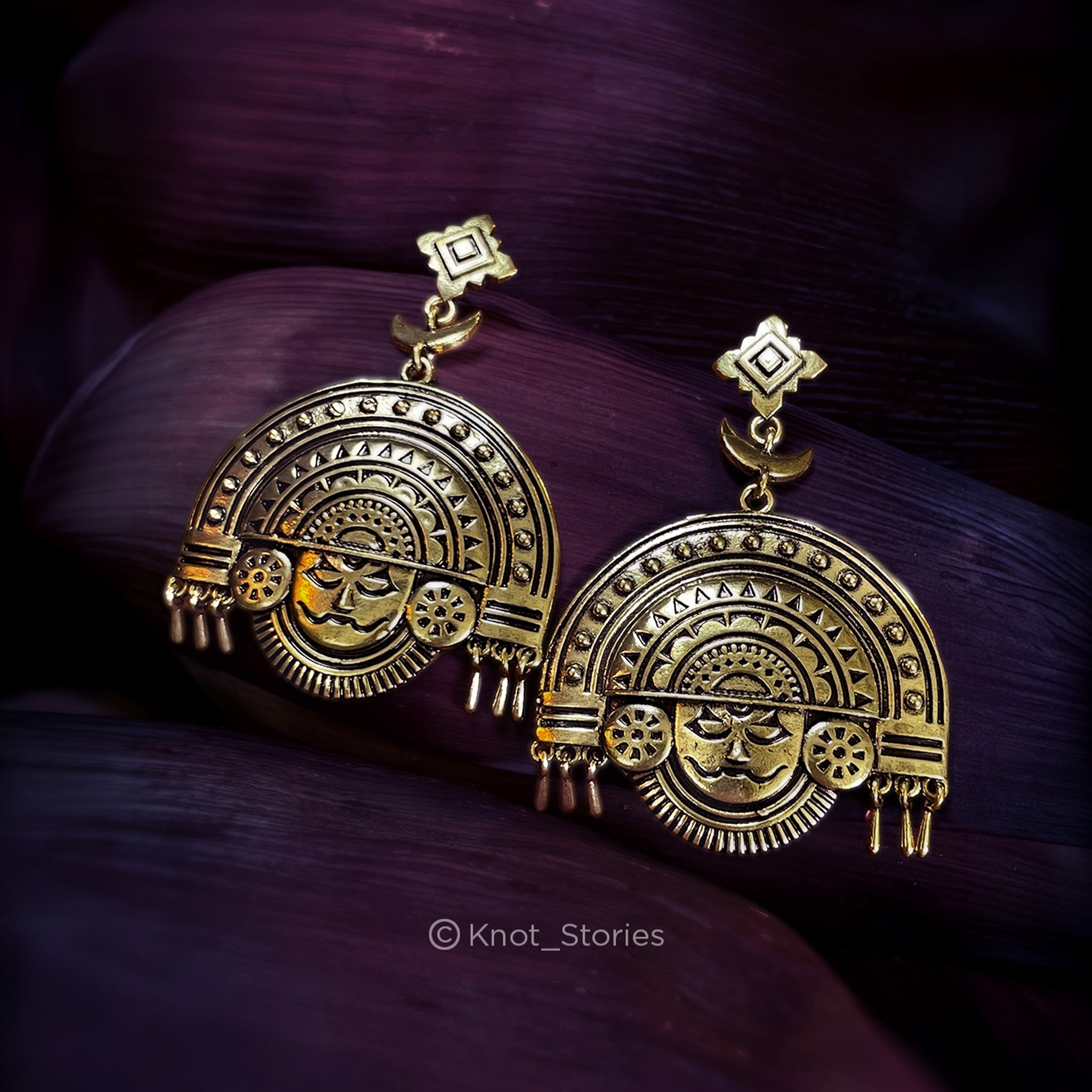 Theyyam Earrings Oxidized